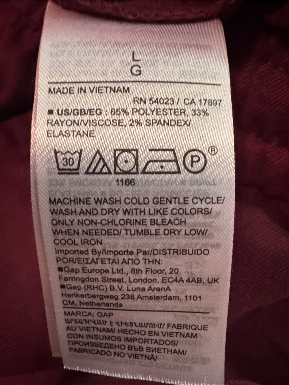 GAP Maroon Burgundy Wide Leg Pull On Pants Size L - Picture 4 of 5